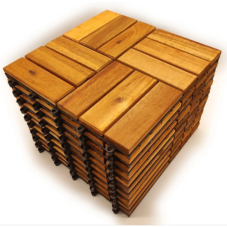 Combo 10 tấm Sàn Gỗ Vỉ Nhựa loại 12 nan 300 x 300 x 24mm Gỗ tràm sử dụng lót ban công, sân thượng...
