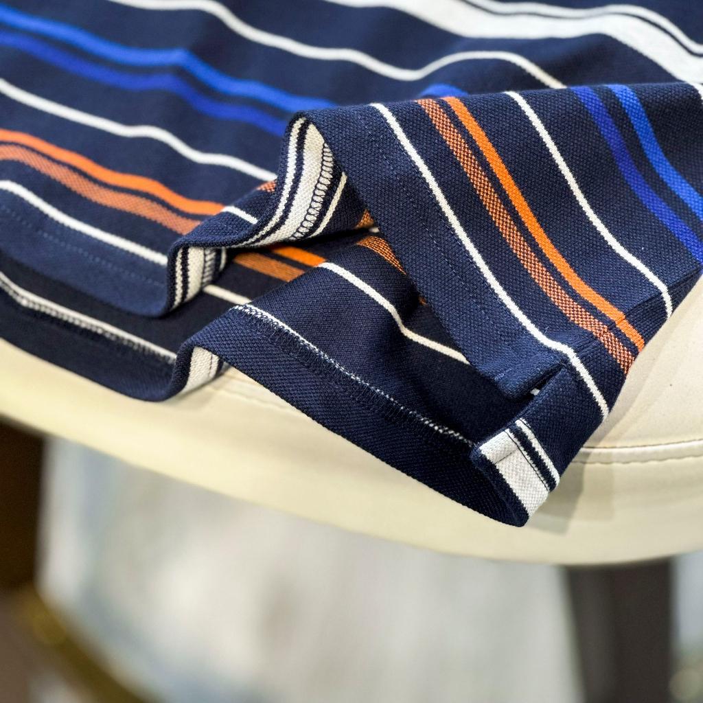 Áo Polo Nam Cao Cấp Có Cổ BY COTTON Sọc Xanh Cam Nam Tính, Thanh Lịch, Sang Trọng, Trẻ Trung