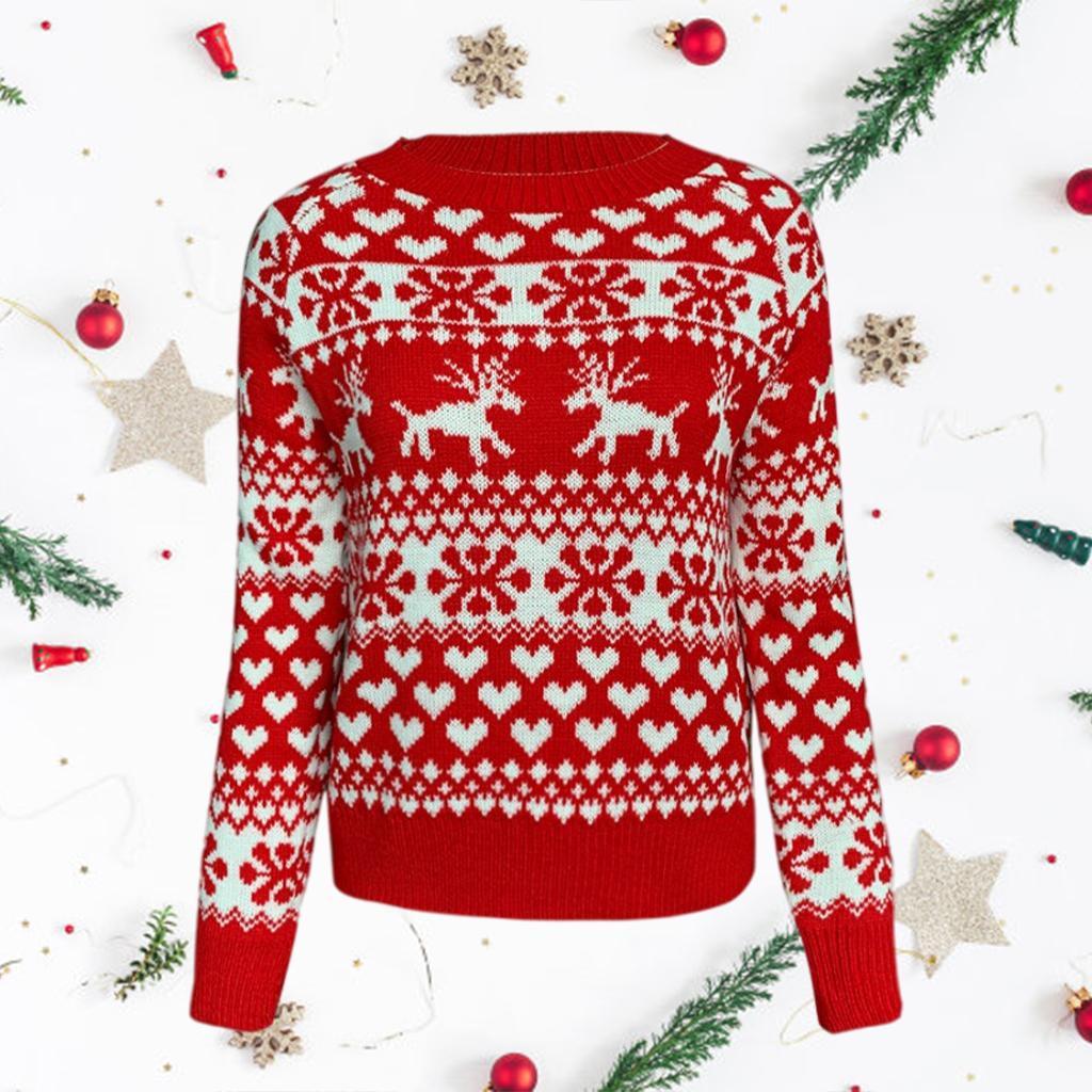 Christmas Women Sweater Blouse Pullover Sweatshirt Women Ladies White M