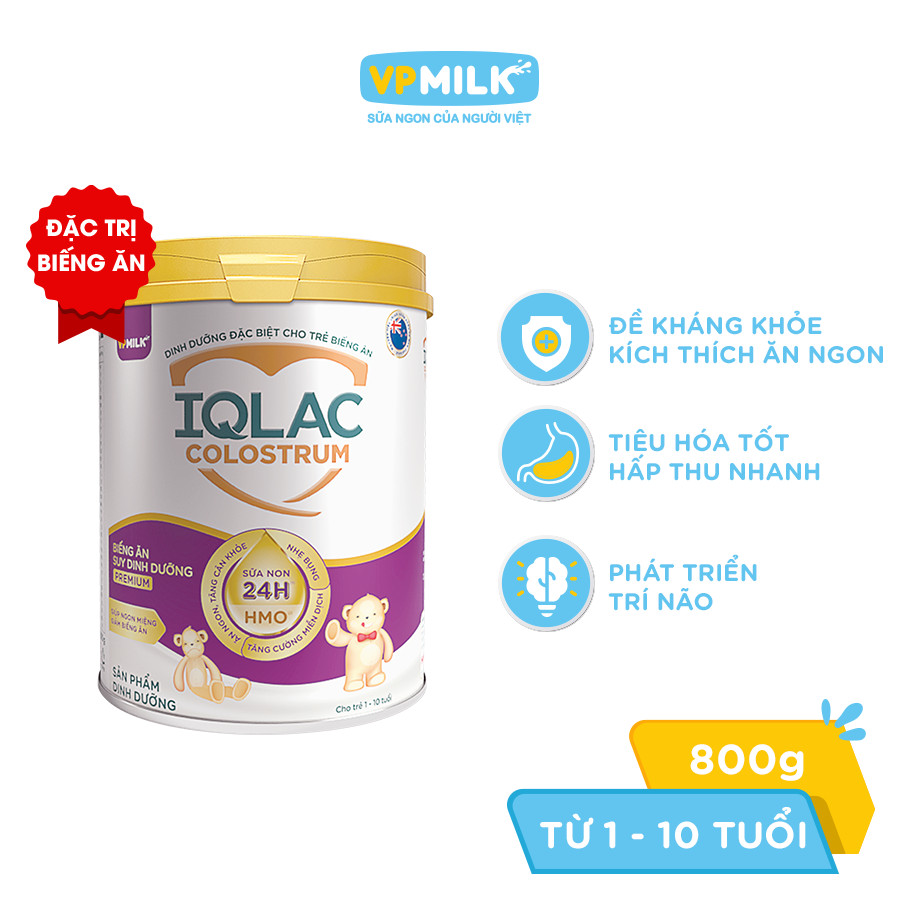 Sữa bột IQLac Colostrum Biếng Ăn Suy Dinh Dưỡng Premium 800g cho trẻ biếng ăn, thấp còi, suy dinh dưỡng