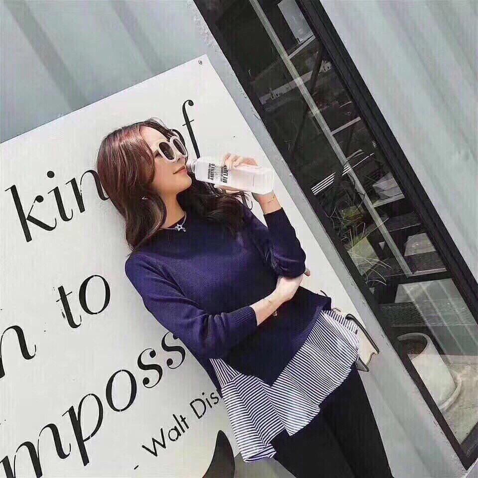 Set áo len + áo sát nách kẻ