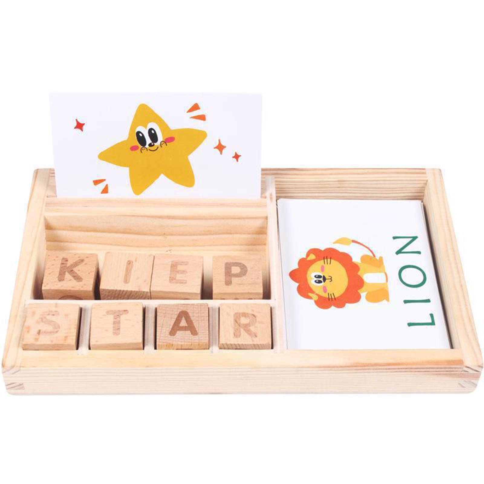 Wooden Spelling Words Game Matching Letter Game Alphabet Learning Game Montessori Puzzle STEM Early Educational Toy for