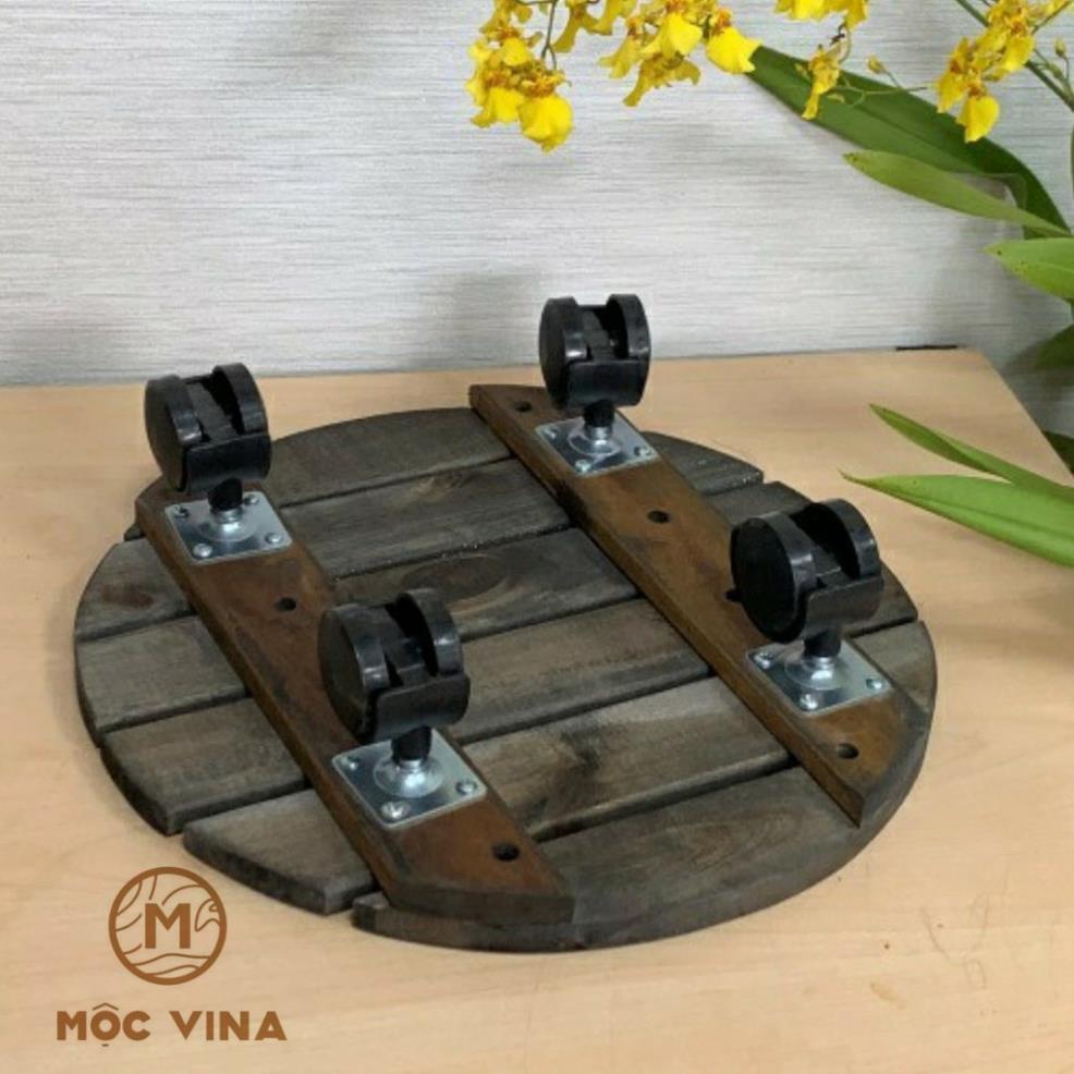 Đế Lót Tròn Nâng Chậu Cây Chậu Hoa Di Động Có Bánh Xe Màu Đen Đường Kính 30 cm Mộc Vina