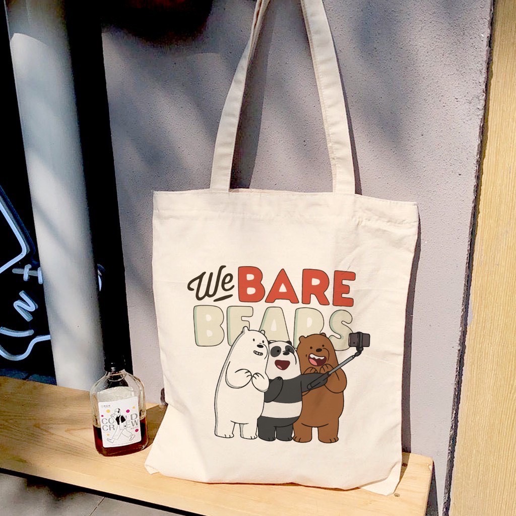 Hình ảnh Túi Tote Vải Canvas Nữ Ulzzang Hot Trend Kita Unisex - Mẫu BARE BEAR - Ảnh thật