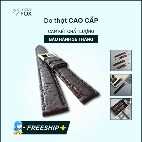 Dây đồng hồ da cá sấu khóa bướm AL110 Size 20/ Size 22 - 100% da cá sấu thật, BH 3 năm