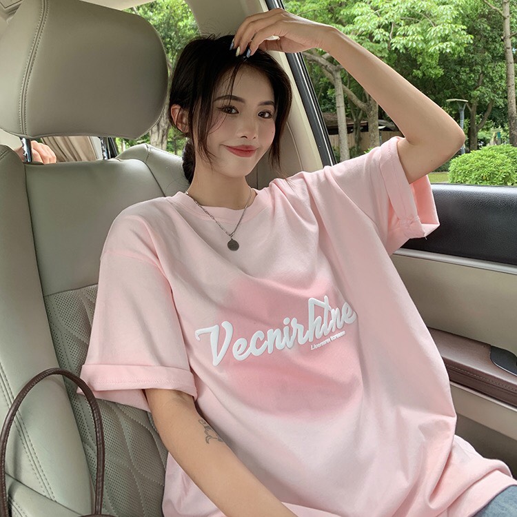 Áo thun tay lỡ form rộng - phông nam nữ cotton oversize - T shirt hồng pastel a - 2N Unisex