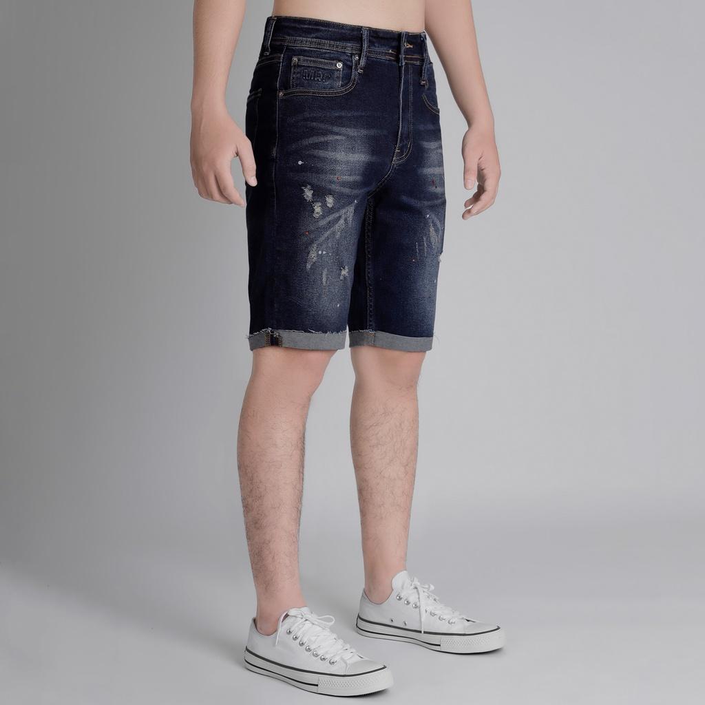 Quần short jean nam xanh denim MRC S281 chất cotton cao cấp, form ôm vừa vặn, tôn dáng, trẻ trung - MENFIT