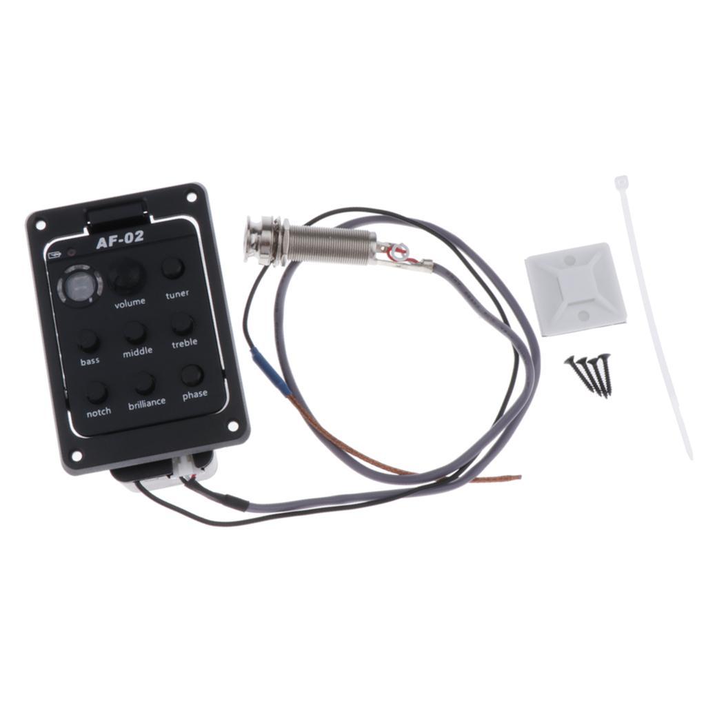 4 Band EQ Equalizer Acoustic Guitar Preamp Piezo Pickup Tuner Black