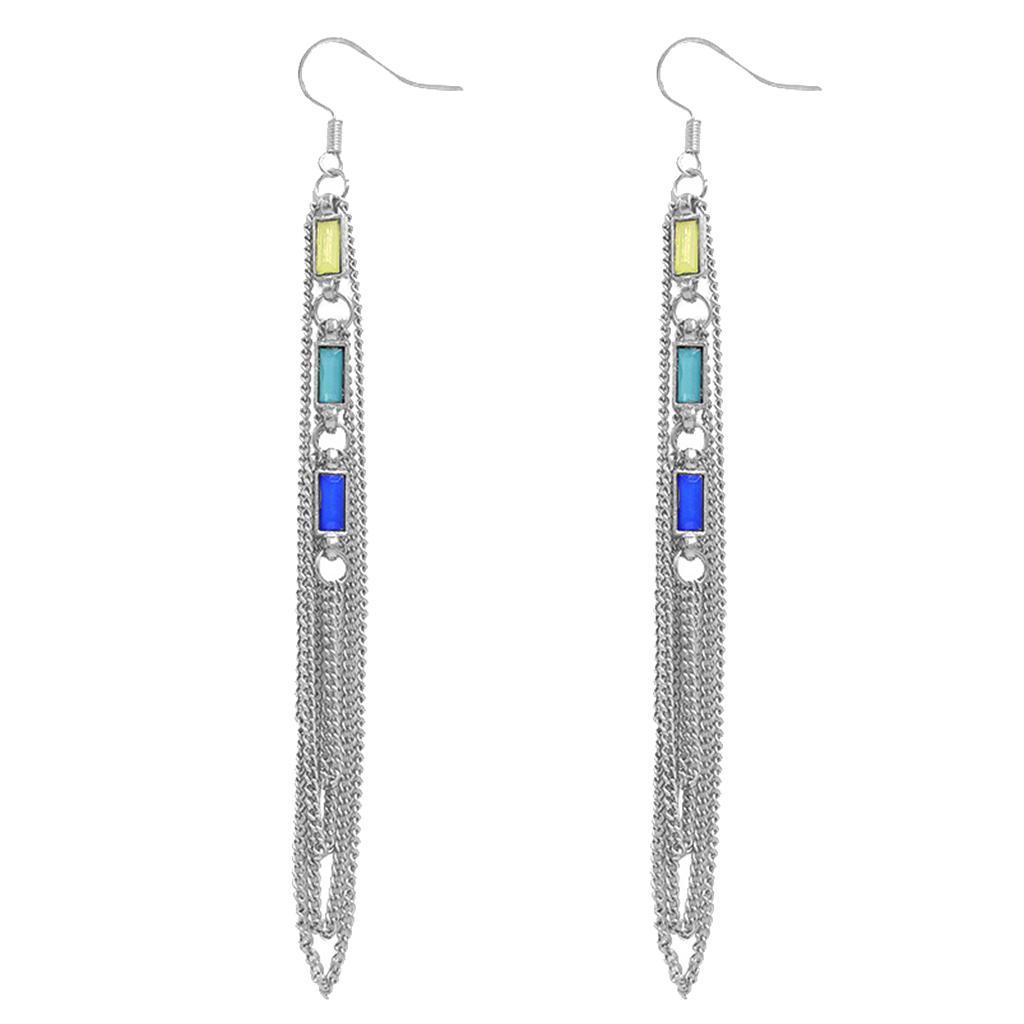 Metal Alloy Long Chain Tassel Drop Dangle Earrings for Women