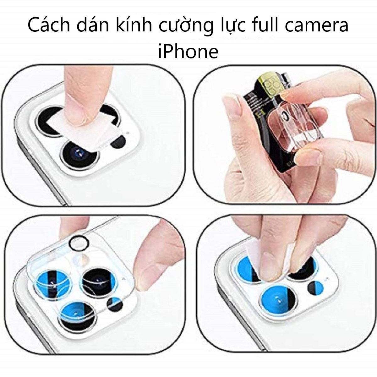 Kính Cường Lực Camera cho iPhone 11 12 13 14 Pro Max Mini Plus Full Bảo Vệ Toàn Diện Cụm Camera