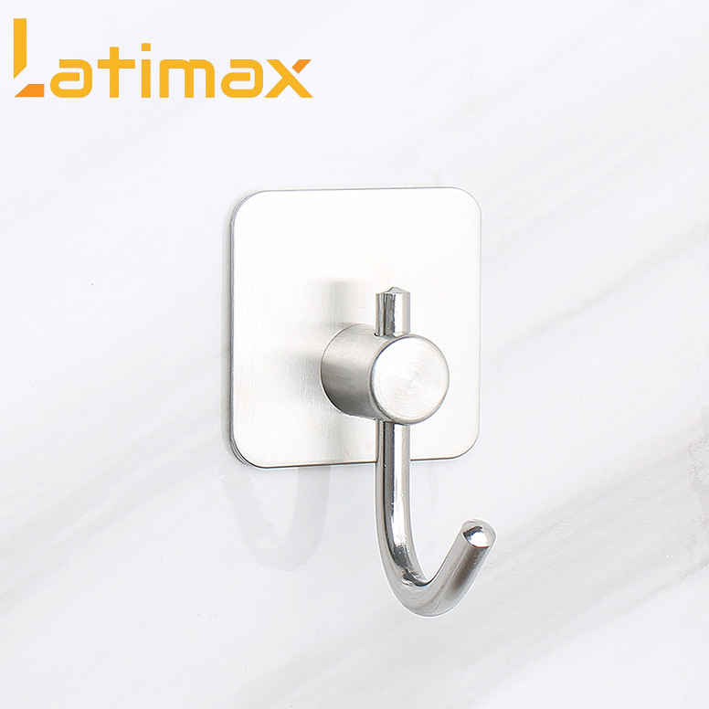 Móc dán tường treo đồ Inox 304 lưỡi câu Latimax MD01 cao cấp - Tặng kèm Keo dán chuyên dụng siêu chịu lực