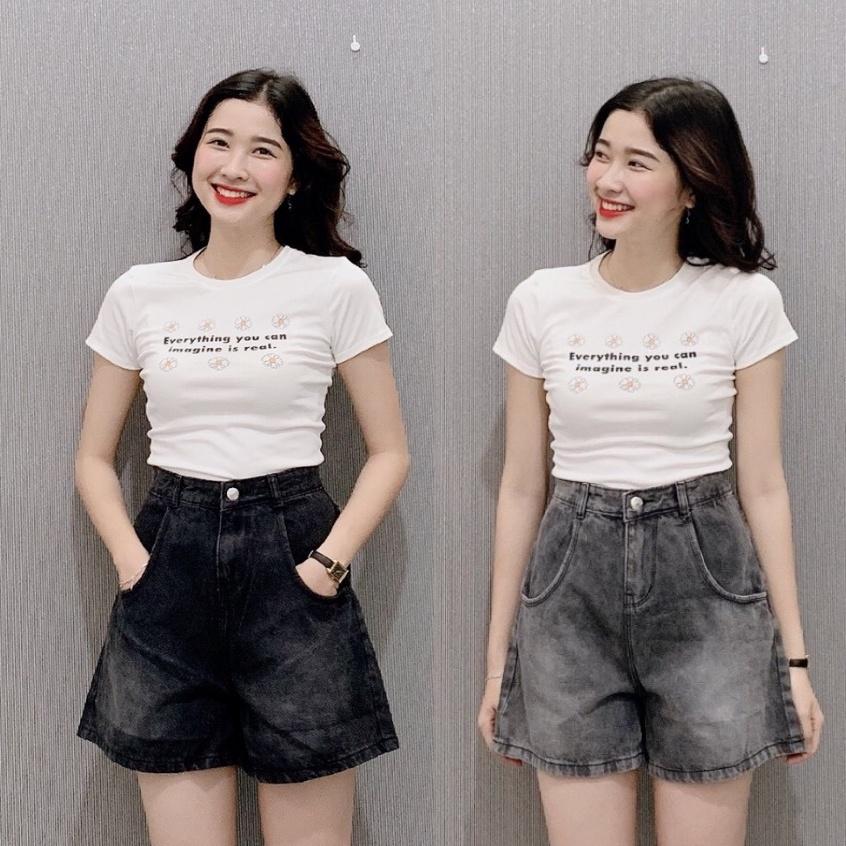 Quần short Jean lưng cao, quần bò ống rộng có bigsize tới70kg (JN)