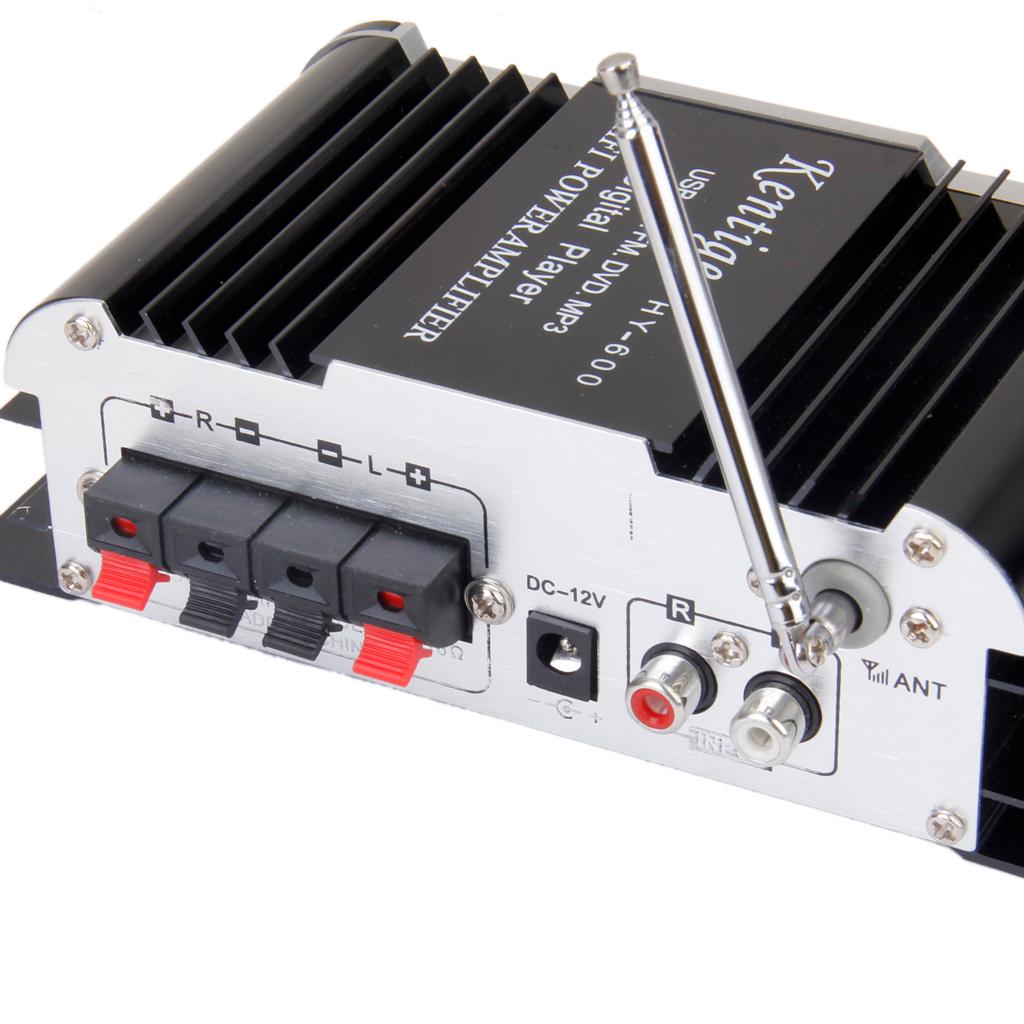 12V Hi-Fi MP3 Power Amplifier with USB MEMORY CARD Port FM Remote for Microphone