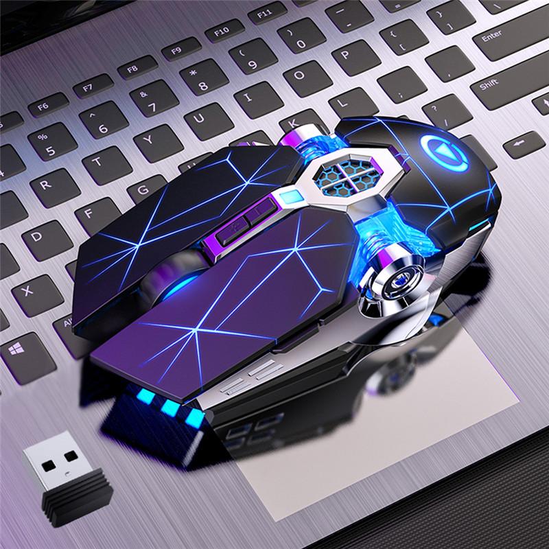 Chuột Chơi Game Sạc Không Dây Silicon LED Backlit Quang Công Thái Học Dành Cho Máy Tính Laptop Máy Tính