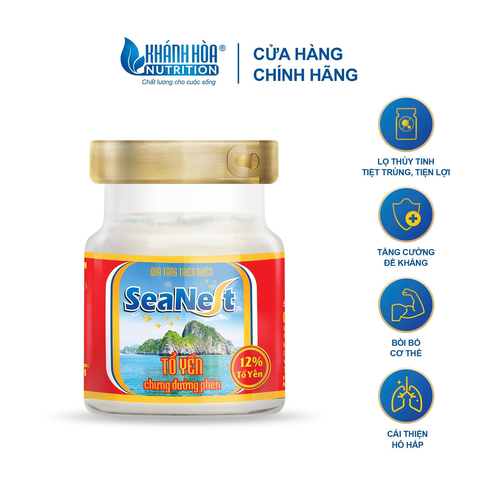 Hộp Quà Tặng 12% Tổ Yến Chưng Đường Phèn Cao Cấp Khánh Hòa Nutrition – Hộp 6 lọ x 70ml