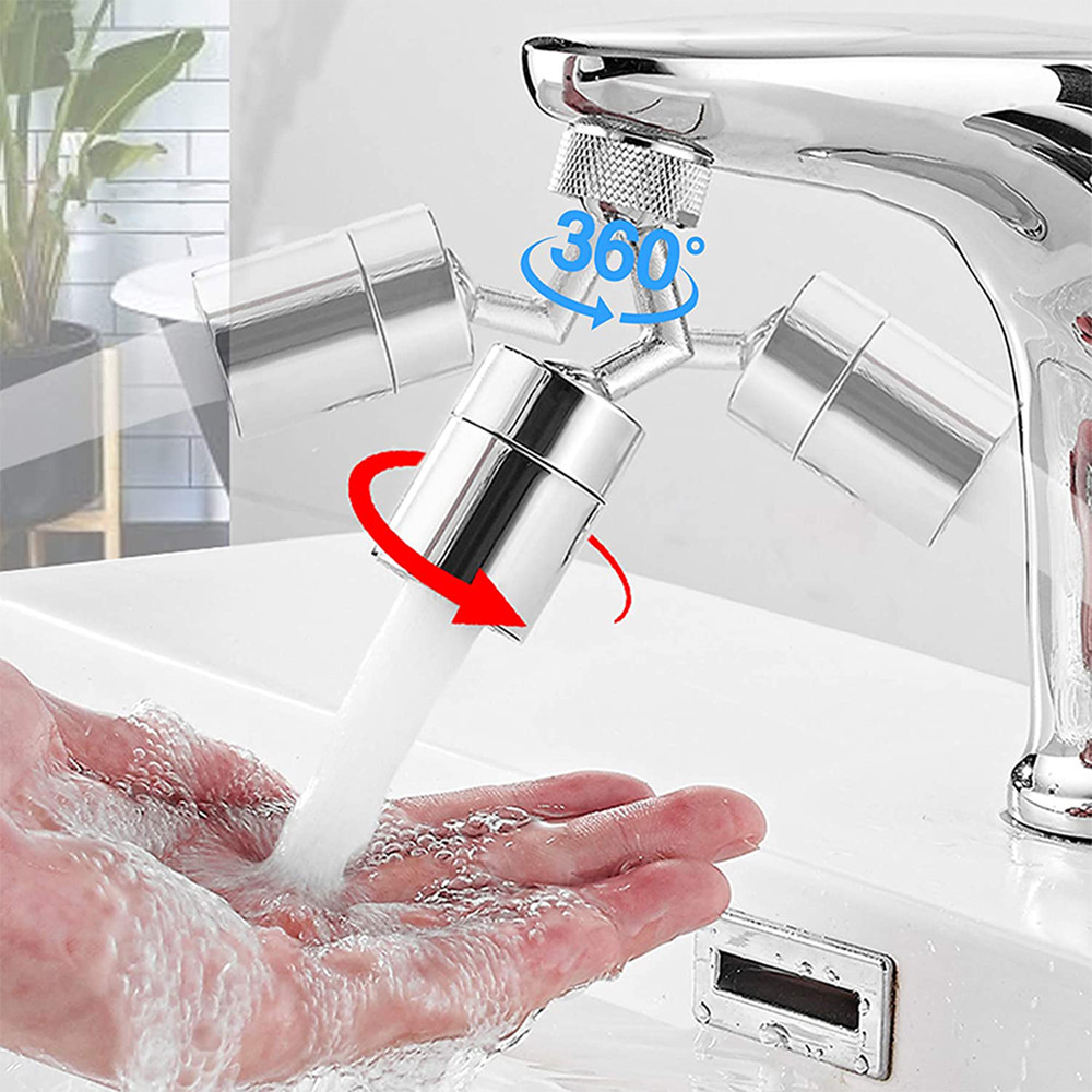 Phụ kiện đầu chuyển gắn vòi nước rửa mặt, vòi lavabo, vòi rửa bát 2 chế độ điều chỉnh nước Sen và dòng, tăng áp, xoay 360 độ, 720 độ, tiết kiệm nước, chất liệu đồng thau mạ 9 lớp – Dan House 3011