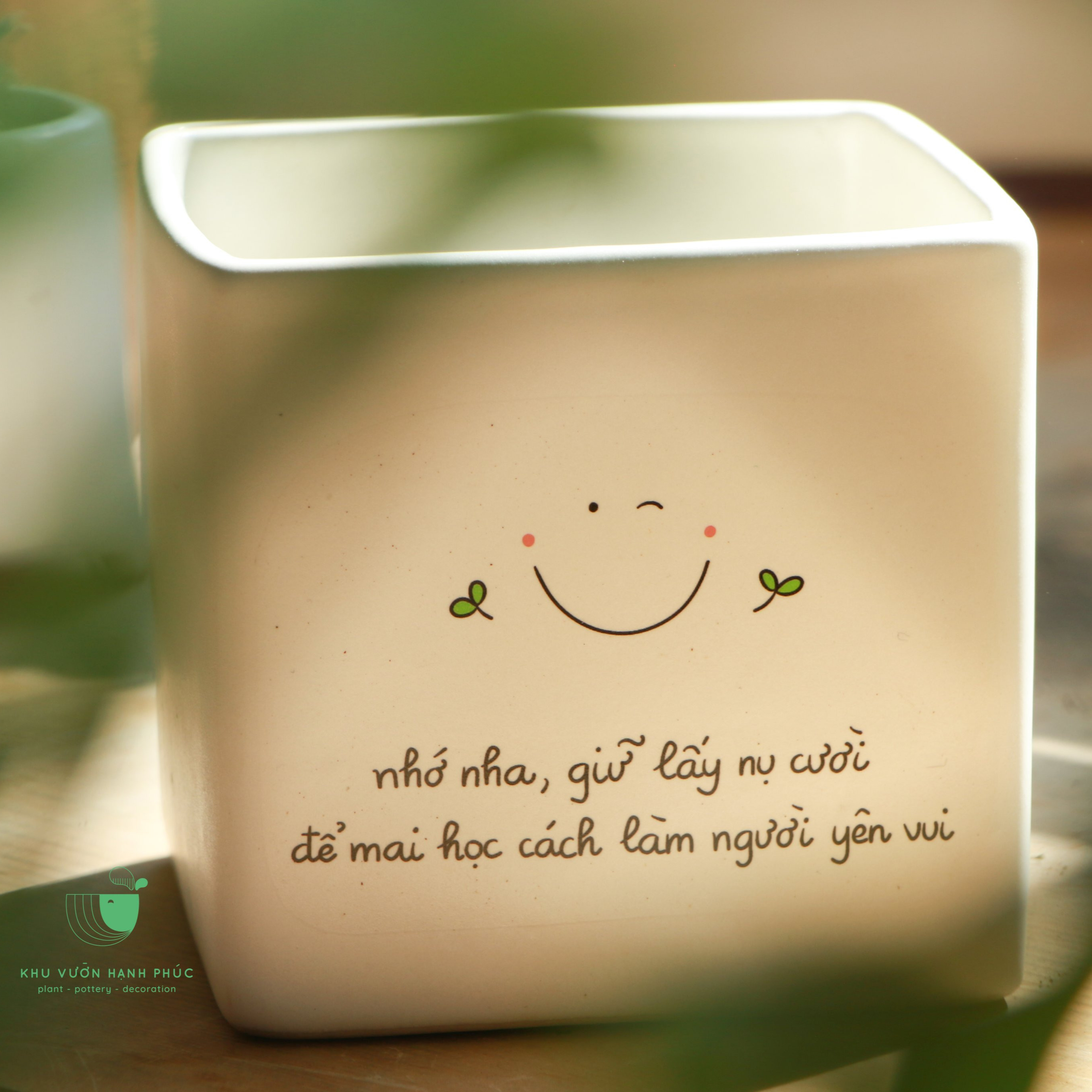 Chậu decor men gốm "Tốt lành nho nhỏ" - Chậu quà tặng người thân yêu