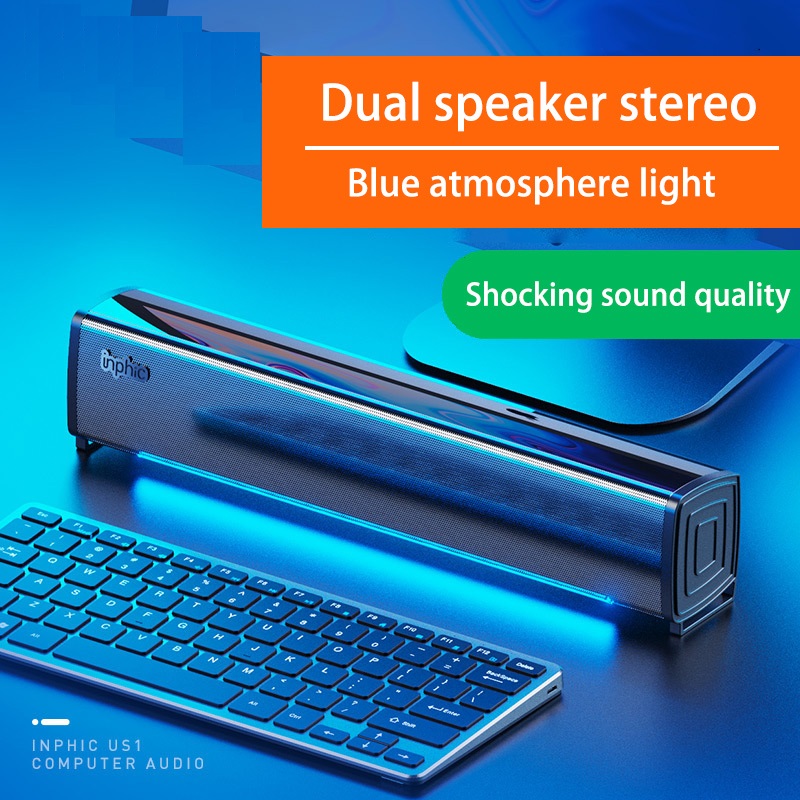 Loa mini có dây Inphic US1 Âm thanh vòm stereo ánh sáng LED xung quanh cho máy tính bàn máy laptop tivi - Hàng chính hãng