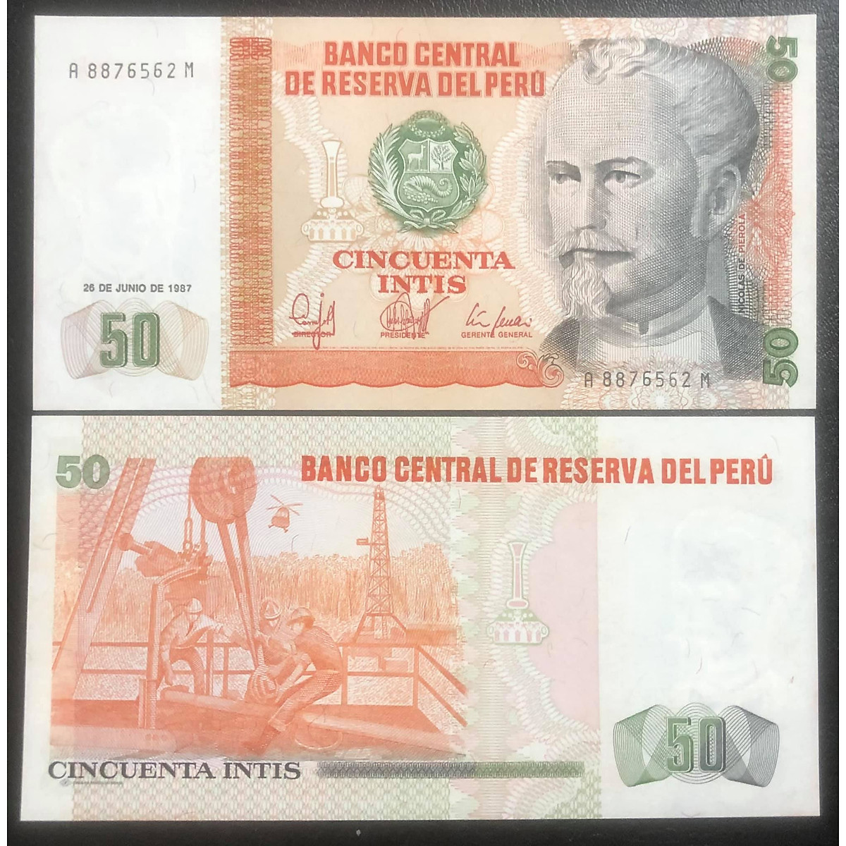 Tiền Peru 50 Intis xưa 1988, ở Nam Mỹ, mới 100% UNC