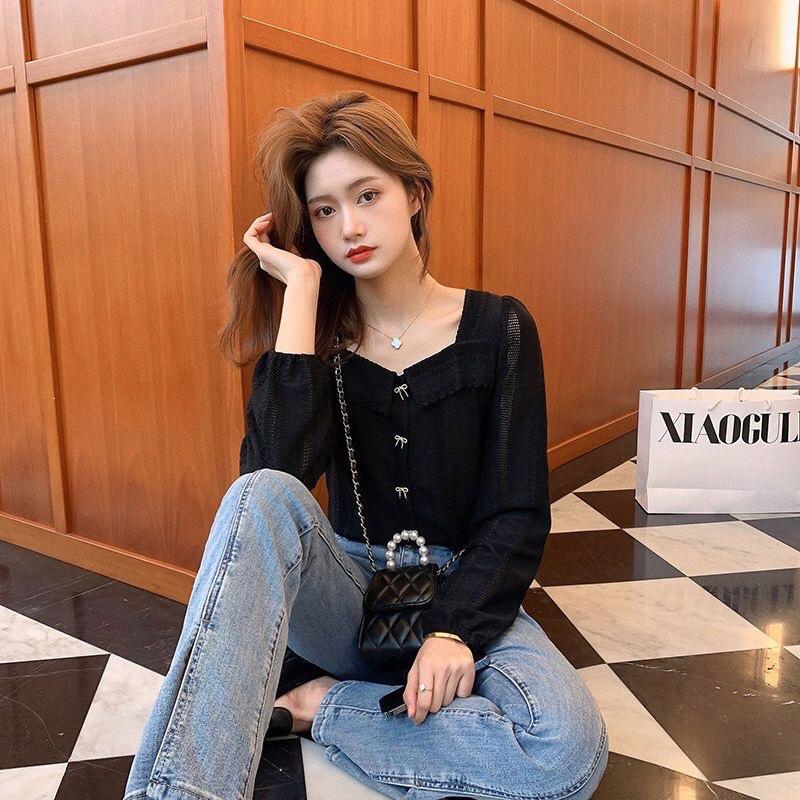 Áo Kiểu Cổ SơMi Nữ Tay Dài Phong Cách Hàn Quốc Chất Đẹp Mã RB01