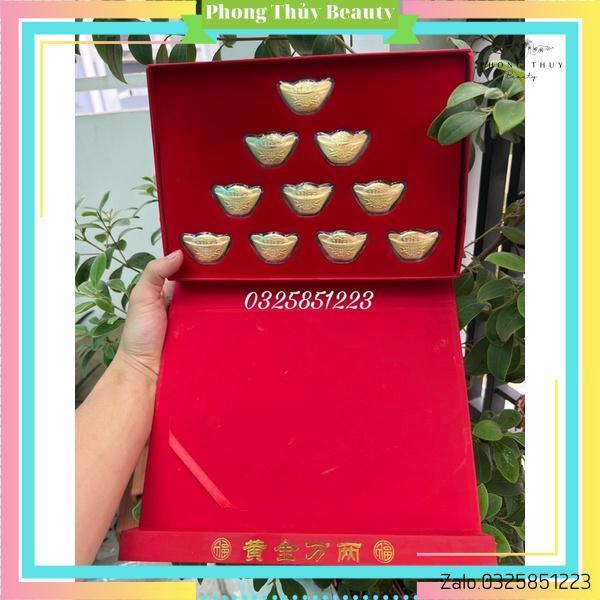 Bộ Kim Nguyên Bảo 10 Thỏi Vàng Quà Biếu Phong Thuỷ Sang Trọng