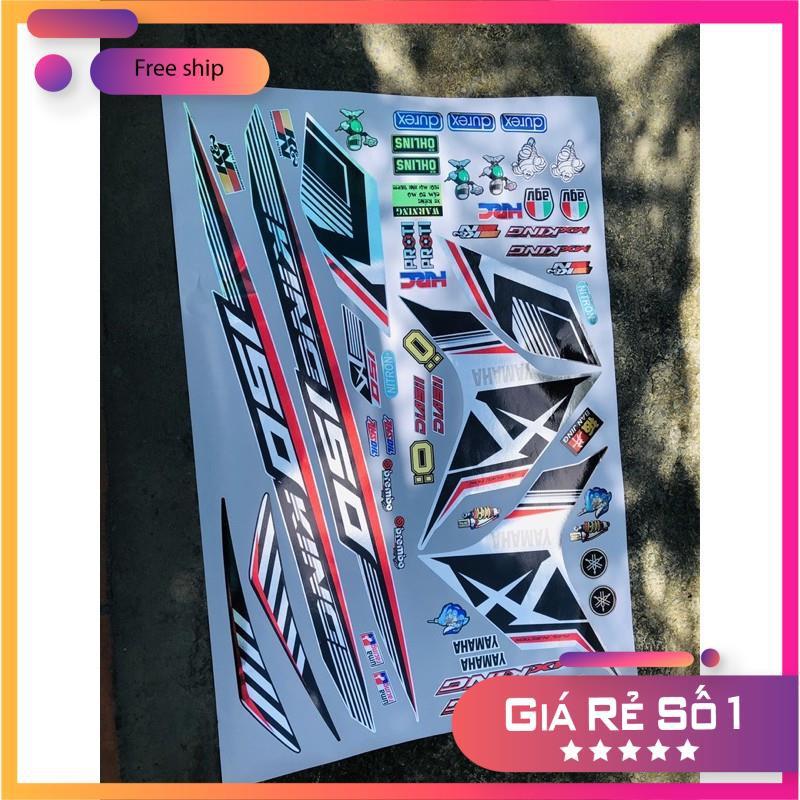 Tem rời dành cho Exciter 150 Mxking trắng đỏ chất liệu Crom cao cấp