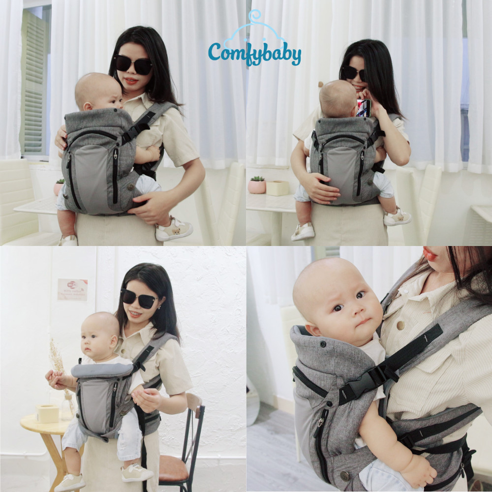 Địu em bé cao cấp cho trẻ từ sơ sinh 3in1 air mesh Comfybaby YN-602 bảo vệ khớp háng, Siêu trợ lực, thoáng khí