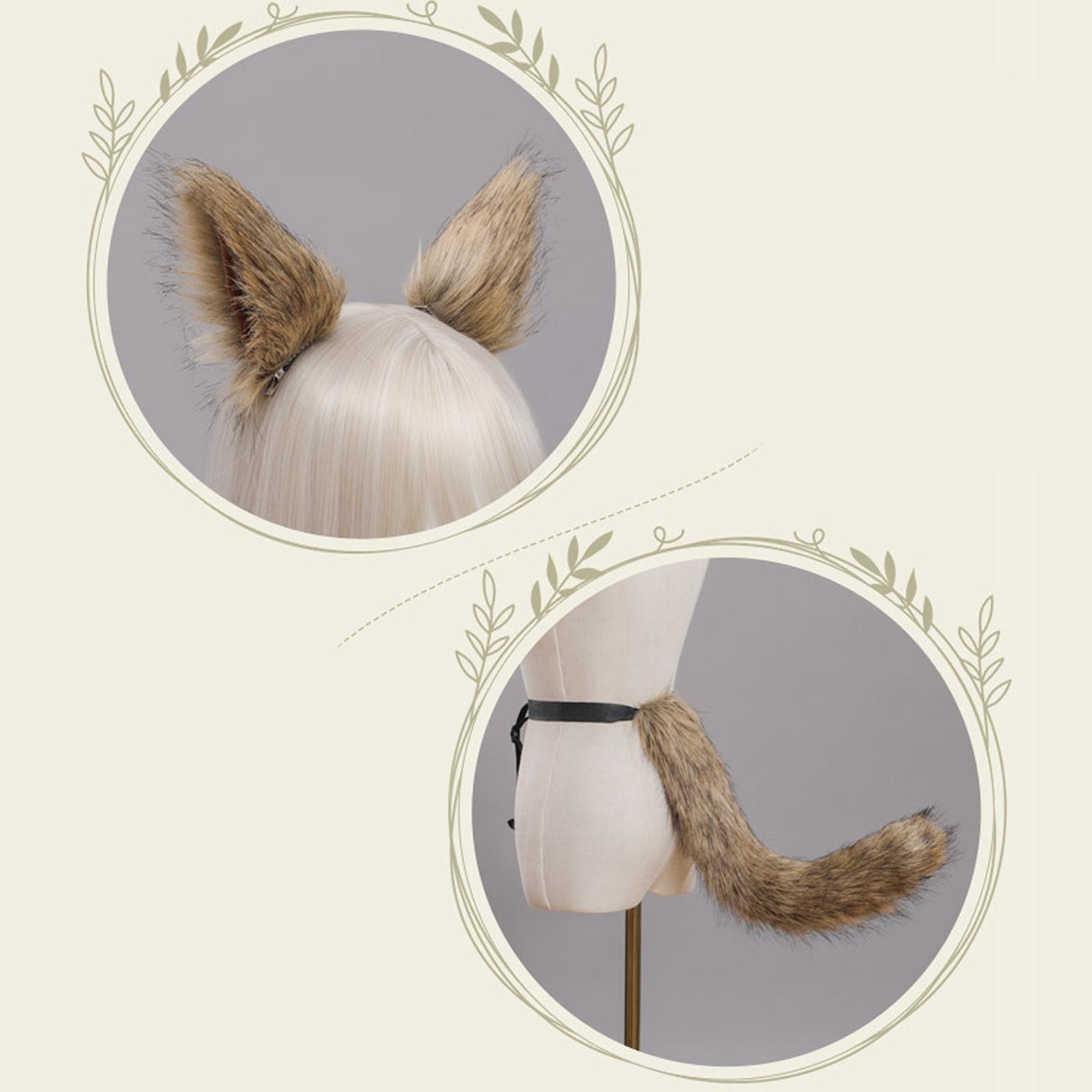 2 Set Ears and Tail Set Costume Accessories Headdress for Kid's Party Stage Performance