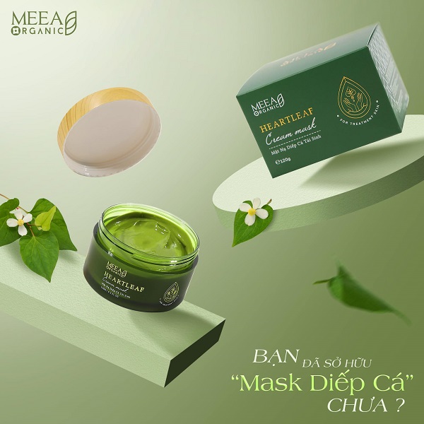 Mặt Nạ Diếp Cá Tái Sinh MeeA Organic 120g - Ngừa Mụn, Kháng Khuẩn, Trắng Da ( TẶNG KÈM CỌ)