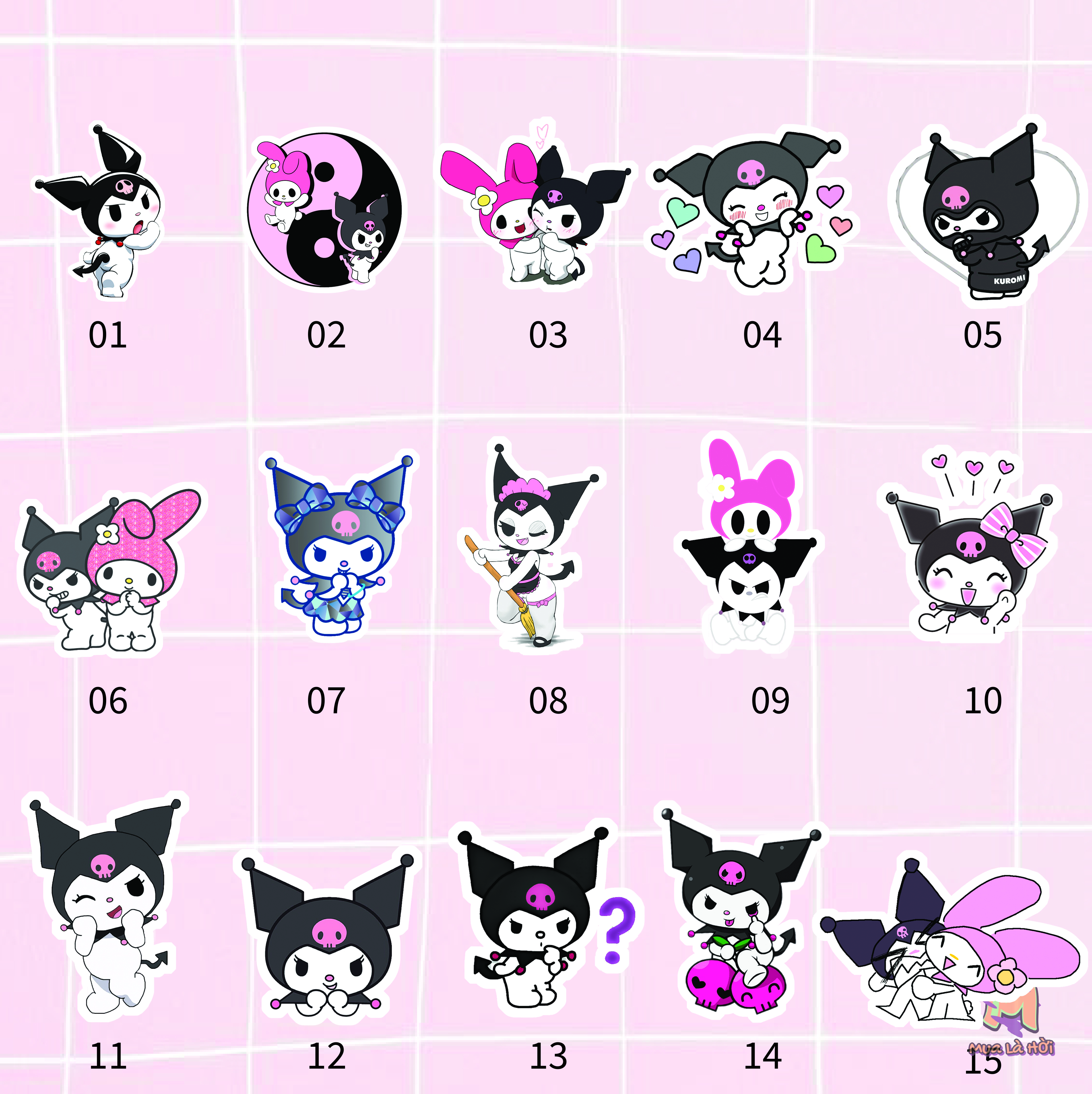 Miếng dán Stickers chủ đề Kuromi