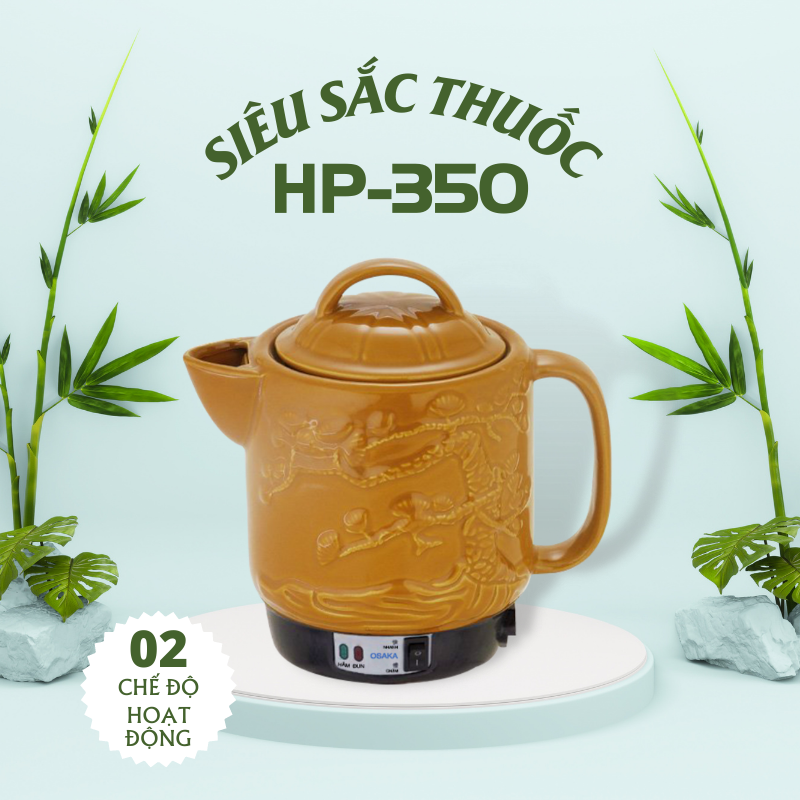 SIÊU SẮC THUỐC OSAKA HP350 VUÔNG - DUNG TÍCH 3.5 LÍT - SẮC CÁC LOẠI THẢO DƯỢC - Hàng Chính Hãng