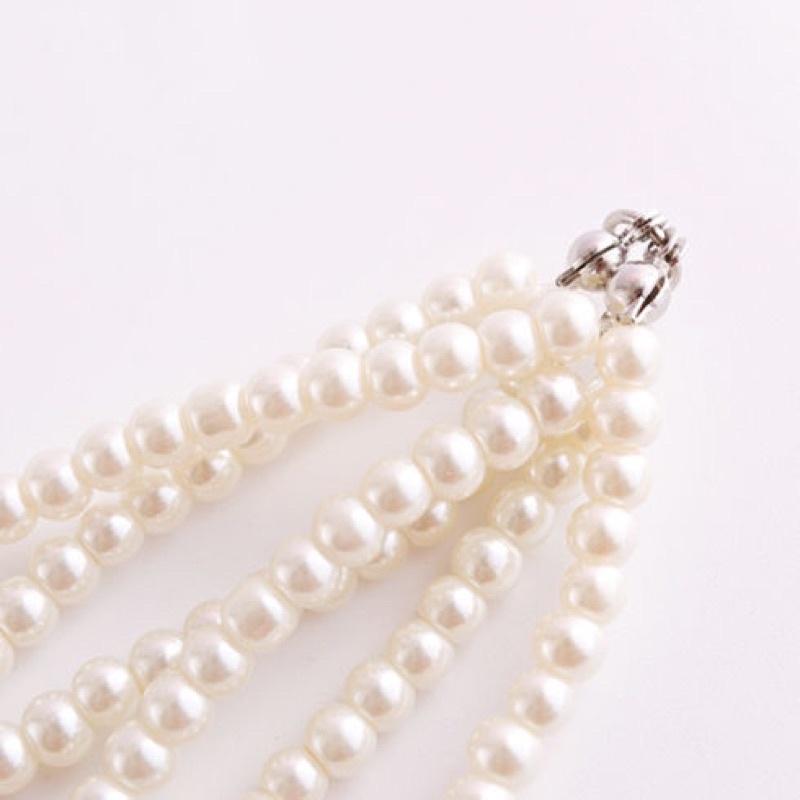 N380 dây chuyền choker hạt Ngọc vòng cổ choker hạt bẹt 6 dây xoắn kiểu dáng xinh xắn cho nữ