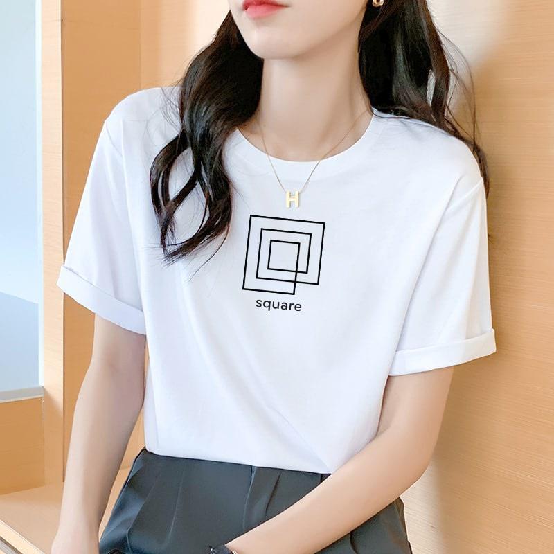Áo thun tay ngắn dáng rộng dễ thương, áo thun thể thao phong cách Hàn Quốc cho nữ 2022 T045 Freesize (Dưới 60kg)
