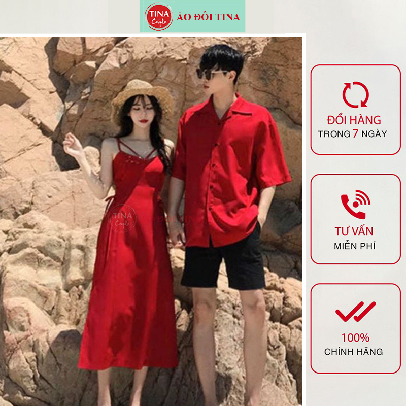 Set đồ đôi váy áo sơ mi nam nữ couple tina chụp ảnh cưới đẹp