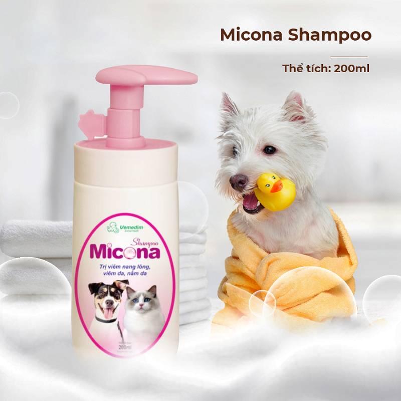 Sữa tắm Micona Shampoo phòng viêm nang lông, trị nấm da hiệu quả cho chó mèo 200ml