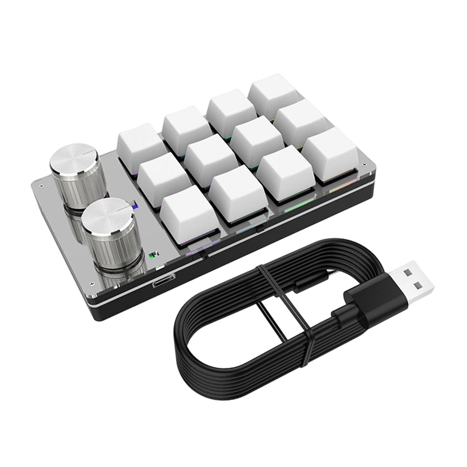 12 Key Mini Keyboard, Programmable Keypad USB C Wired Multifunctional Gaming Keypad for PC