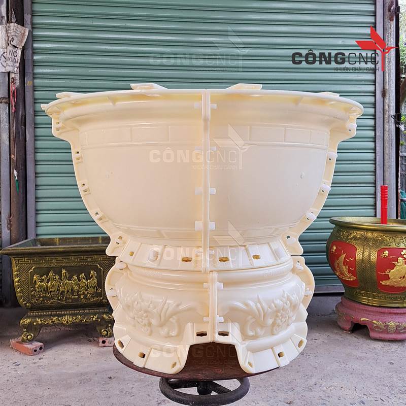 Khuôn Chậu Cảnh ABS, Khuôn Chậu Tròn Trơn 60- Kèm Chân Đôn
