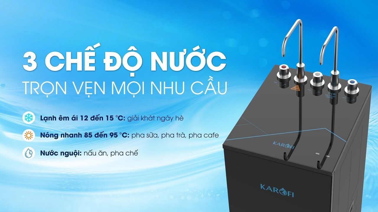 Máy lọc nước nóng lạnh RO Mỹ 10 lõi Karofi KAD-M59 - Giao trước lắp sau miễn phí toàn quốc - Bảo hành 36 tháng - Hàng chính hãng