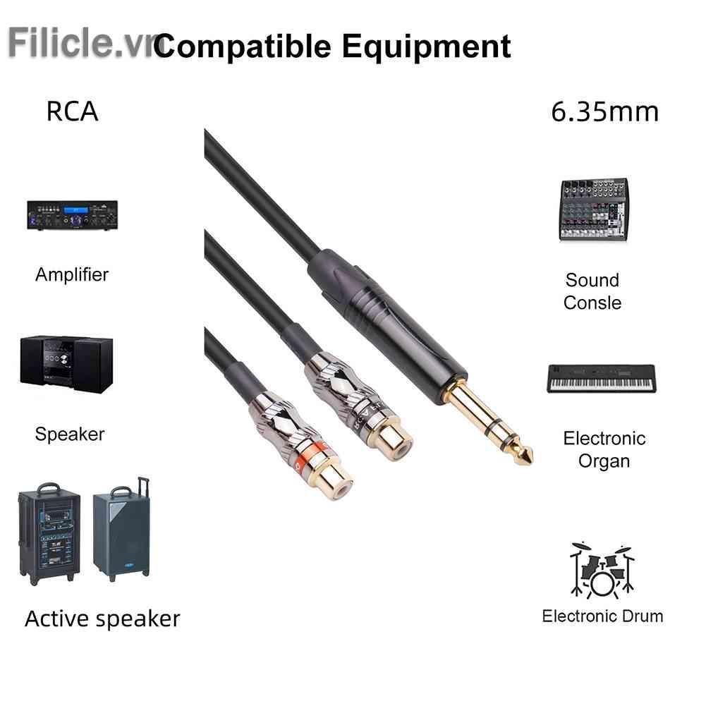 Cáp Chia Audio 6.35mm ĐầU CắM Sang Lỗ CắM 2RCA Mạ VàNg 24k