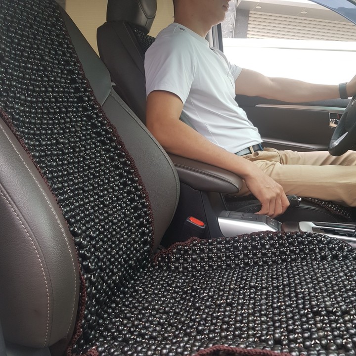 Đệm hạt gỗ tựa lưng massage lót ghế ô tô 100% gỗ Mun tự nhiên, đan kết diềm mép cao cấp - Kích thước sản phẩm: : 1,48 X 0,48 - Trọng lượng: 2Kg