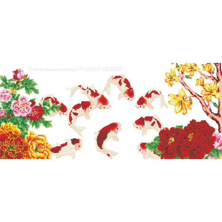 Tranh đính đá Cửu ngư quần hội VS117 - tự đính