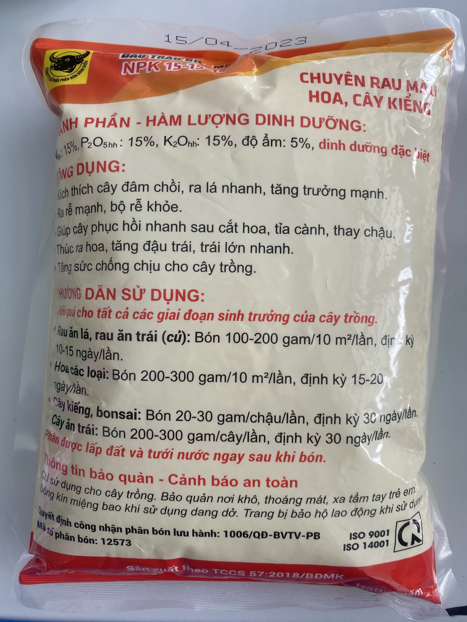 [GÓI 1KG] Phân bón hỗn hợp NPK Đầu Trâu BĐ-MK NPK 15-15-15 | PHÂN BÓN CHUYÊN RAU MÀU, CÂY KIỂNG