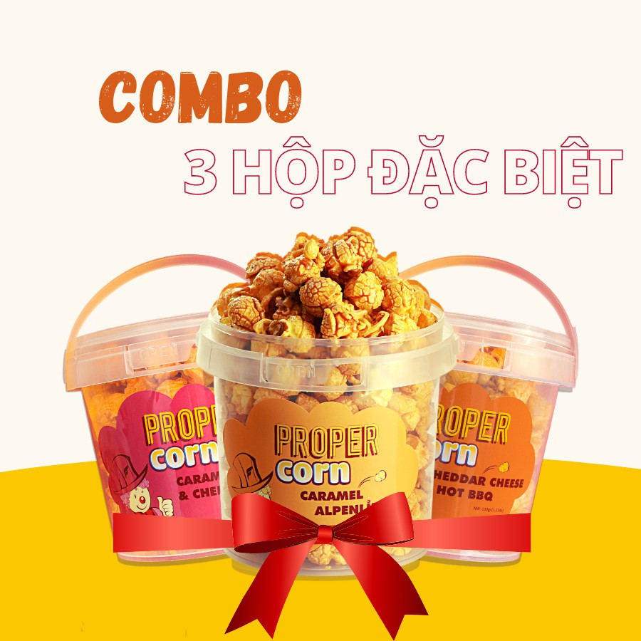 Combo 3 hộp bắp rang bơ ProperCorn - phiên bản Mới