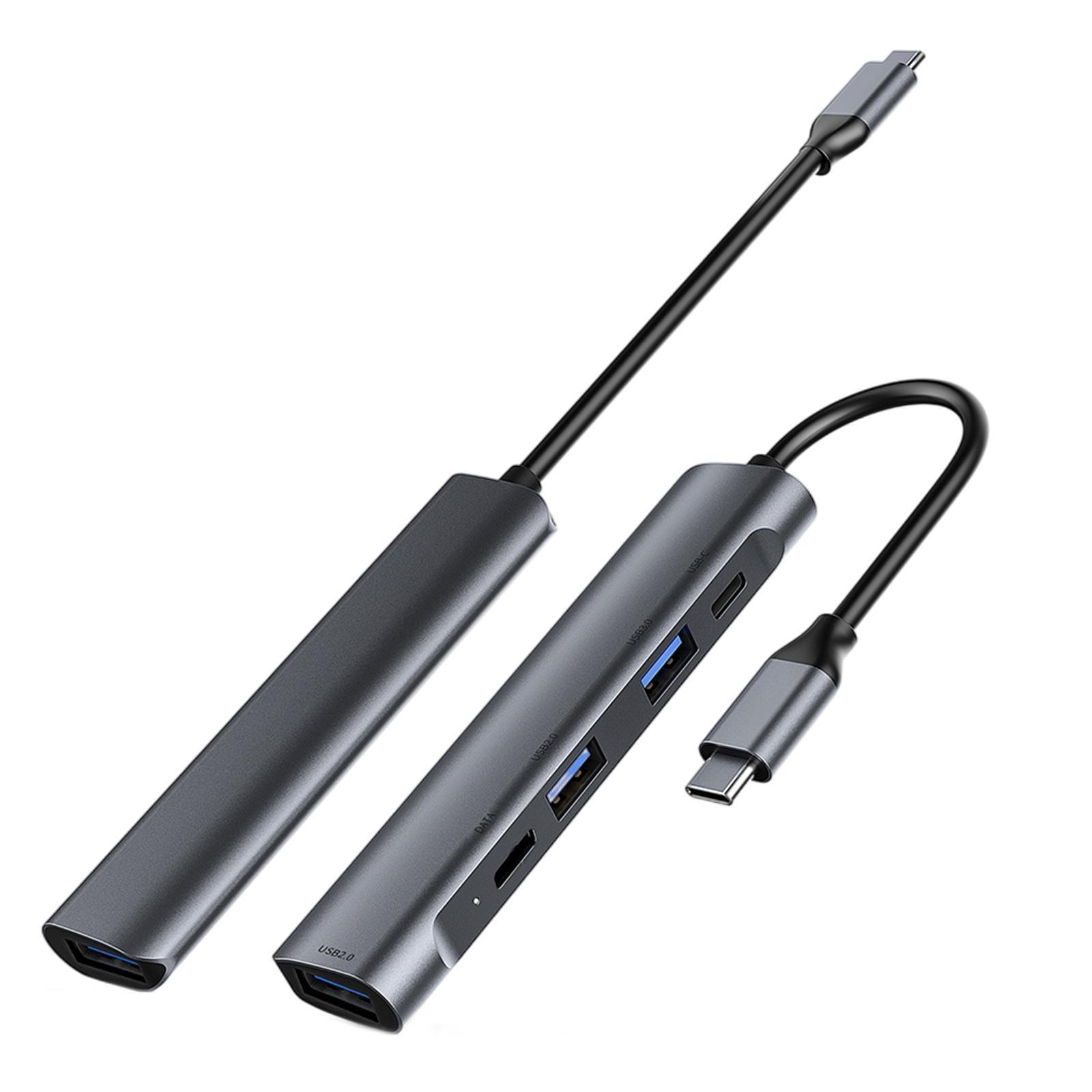 Type C Hub 5 in 1 Portable with USB 3.0 2.0 60W PD for  Pro Laptops