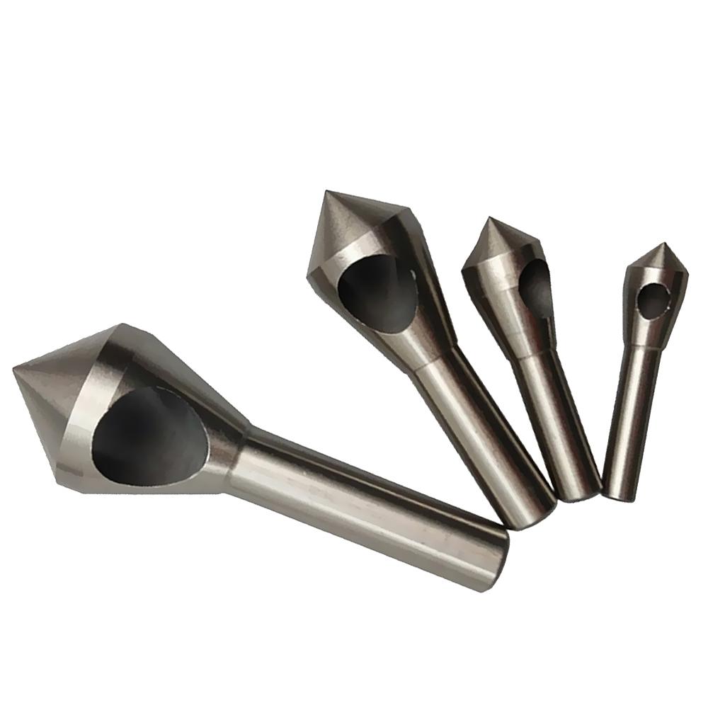 4 piece 4241 HSS Countersink &amp; Deburring Bit Hand Tool Set Metal Wood Drill