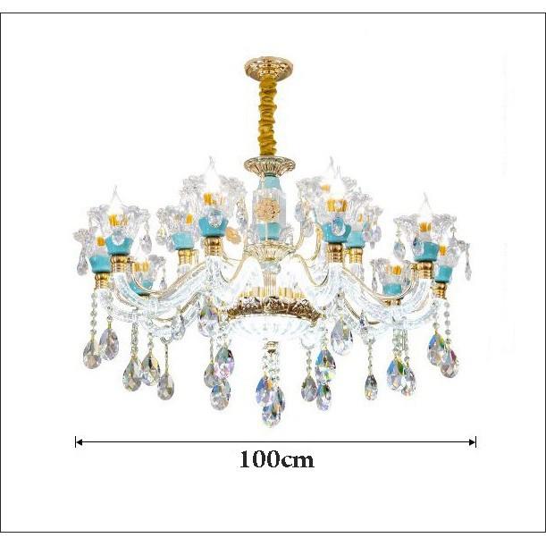 Đèn chùm pha lê hiện đại trang trí nội thất sang trọng loại 15 tay - kèm bóng LED chuyên dụng.