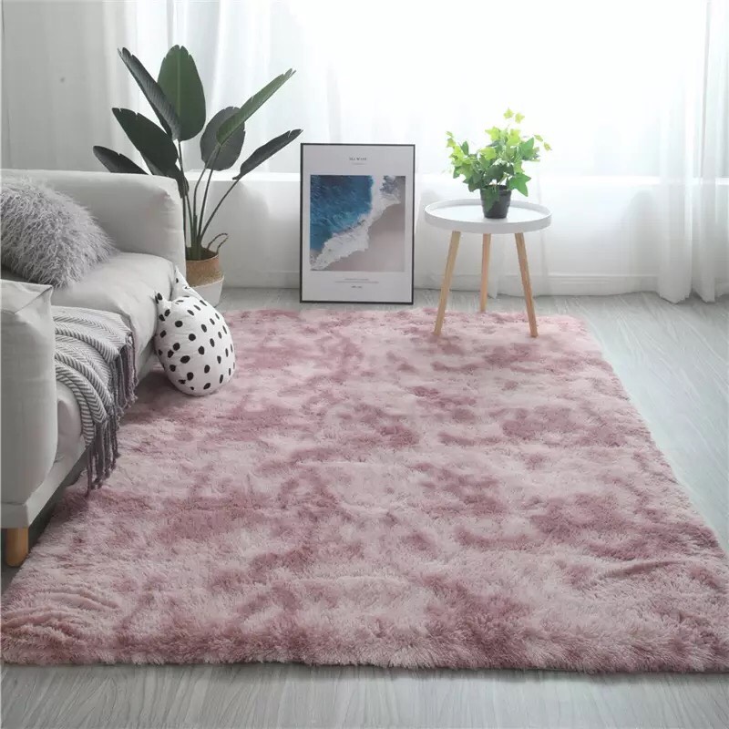 Thảm Trang Trí Lông Xù Loang Trải Sàn Cao Cấp HL-18 Hồng Tím
