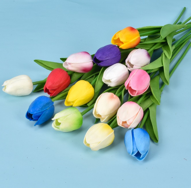 Combo 3 bông hoa Tulip giả để bàn trang trí nội thất [Tặng thanh dũa móng tay ngẫu nhiên