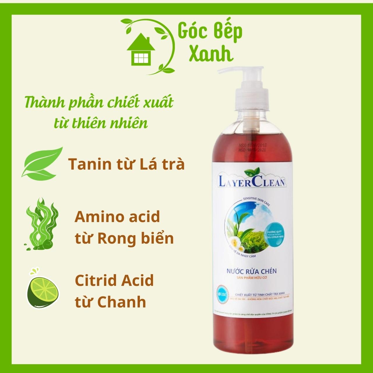 Nước Rửa Chén Hữu Cơ Layer Clean - Hương Quýt, Thể Tích: 800ml