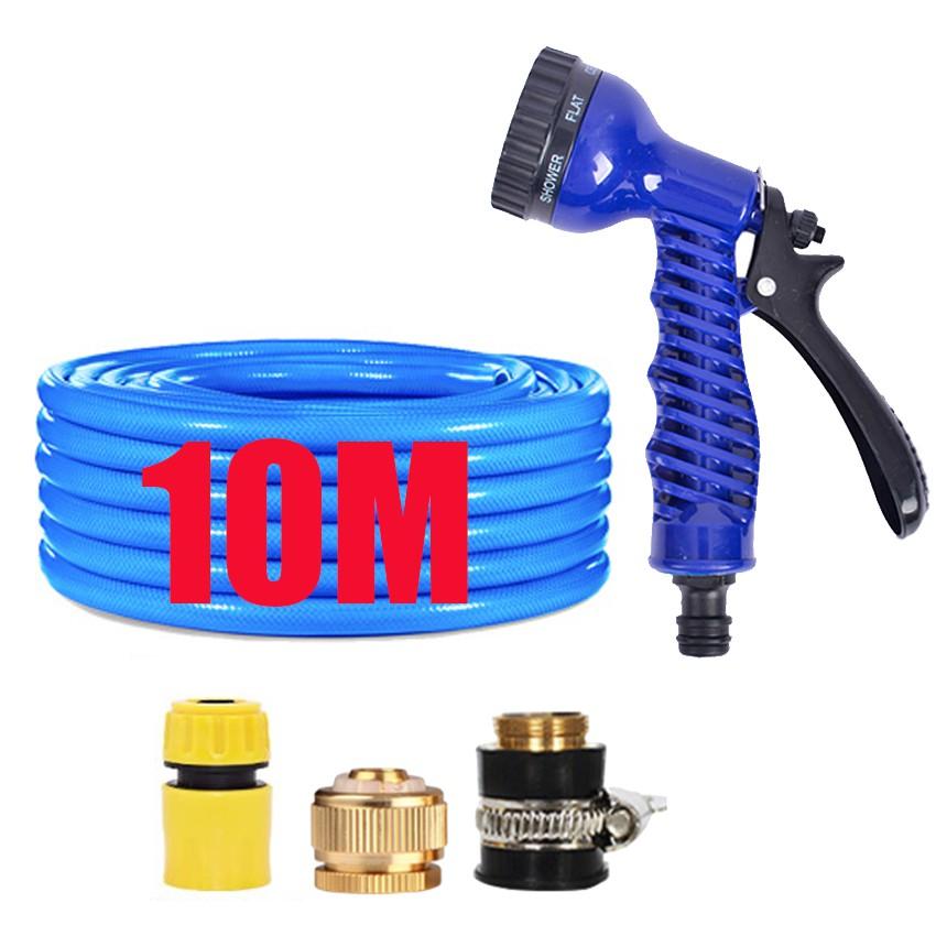 Bộ dây và vòi xịt tăng áp lực nước,rửa xe, tưới cây 7-10m cút nhựa nối đồng nhựa 206843 - 10M,VÀNG DẸT